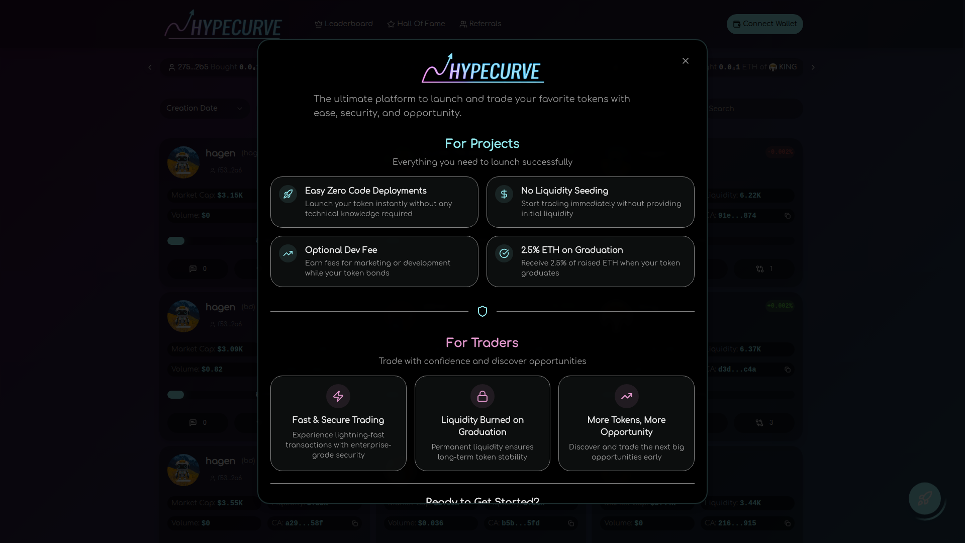 HypeCurve — Innovative crypto memepad with advanced trading curves and bonding mechanisms.